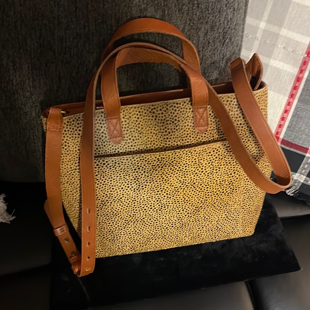 Madewell Medium transport tote printed calf hair bag